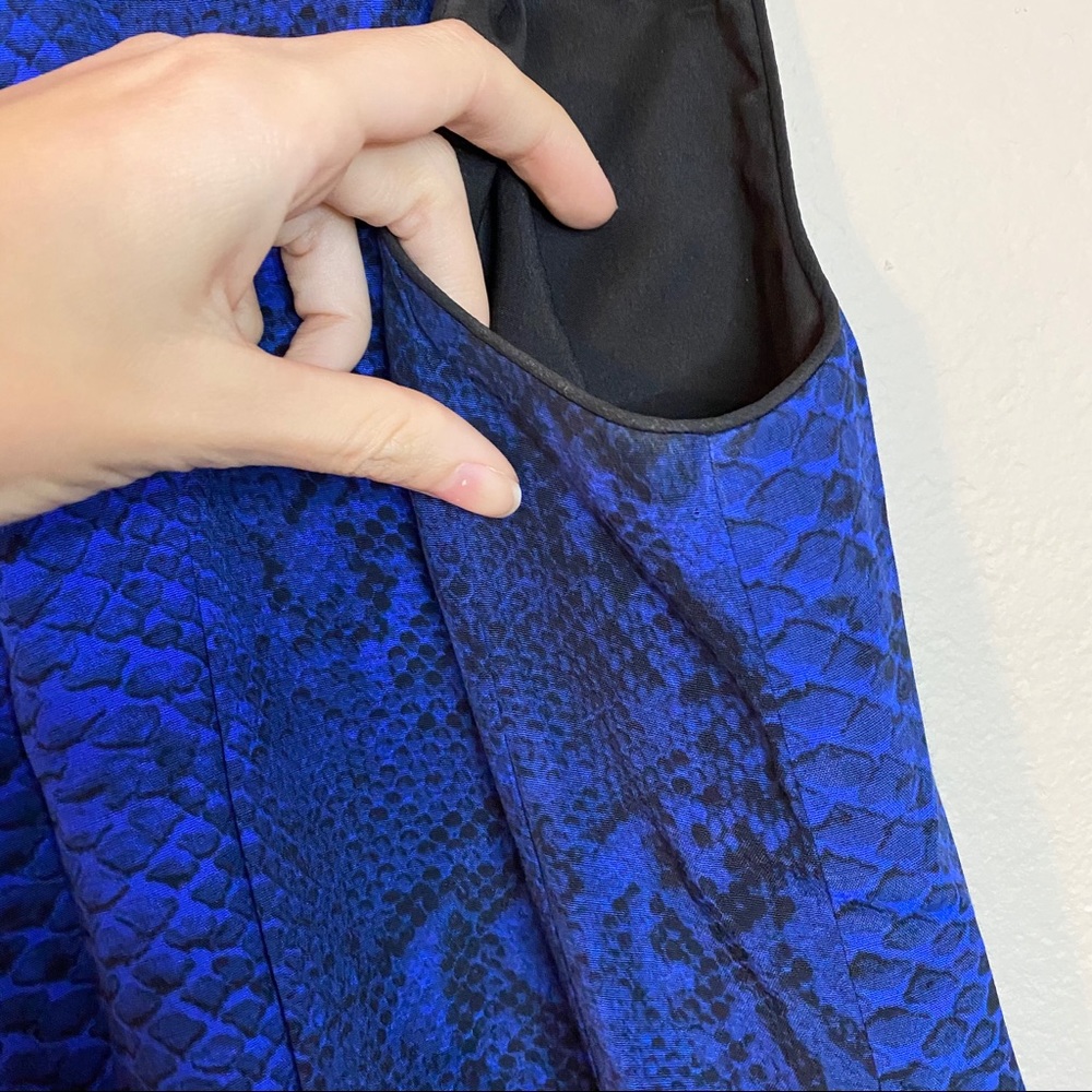 Rebecca Taylor Blue Python Colorblock Shift Dress - image 6